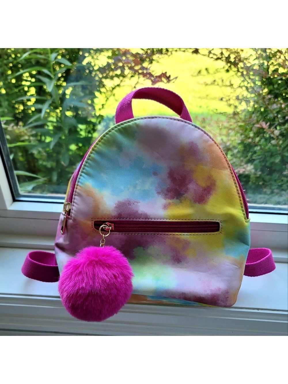 Dream Control Girls Tie-Dye Backpack with Pink Pompom